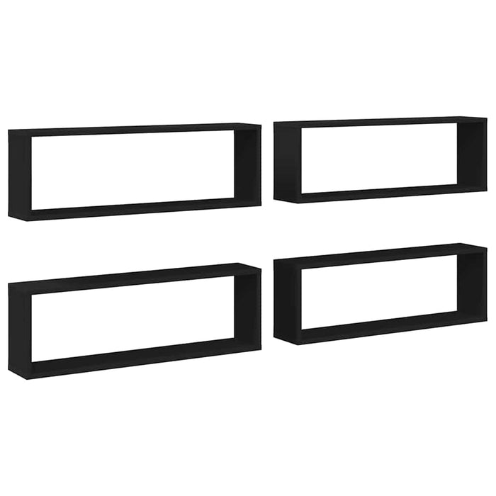 Rafturi de perete cub 4 buc. negru 80x15x26,5 cm lemn prelucrat WALTI