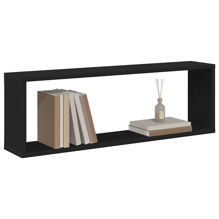 Rafturi de perete cub, 6 buc., negru, 80x15x26,5 cm, PAL WALTI