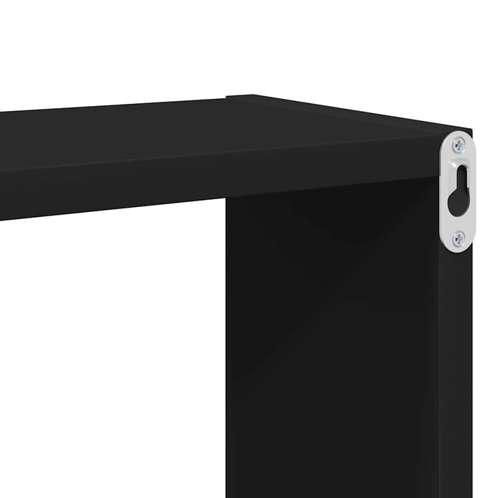 Rafturi de perete cub, 6 buc., negru, 80x15x26,5 cm, PAL WALTI