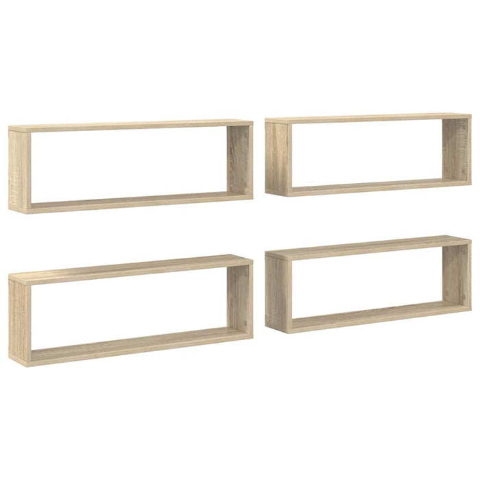 Rafturi de perete cub, 4 buc., stejar sonoma, 80x15x26,5cm lemn WALTI