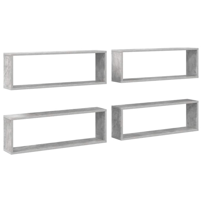 Rafturi de perete cub, 4 buc., gri beton, 80x15x26,5 cm, PAL - WALTI WALTI