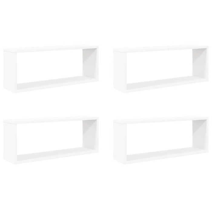 Rafturi de perete cub, 4 buc., alb, 60x15x23 cm, lemn prelucrat WALTI