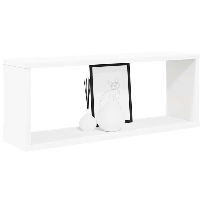 Rafturi de perete cub, 4 buc., alb, 60x15x23 cm, lemn prelucrat WALTI