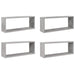 Rafturi de perete cub, 4 buc, gri beton, 60x15x23 cm, PAL - WALTI WALTI