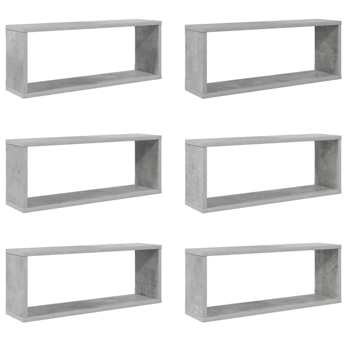 Rafturi de perete cub, 6 buc, gri beton, 60x15x23 cm, PAL - WALTI WALTI
