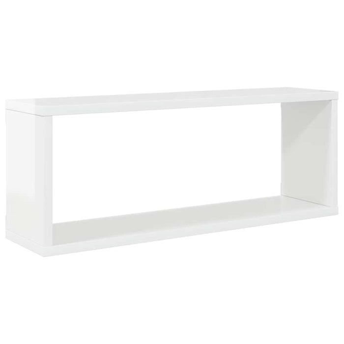 Rafturi de perete cub, 2 buc, alb extralucios, 60x15x23 cm, PAL WALTI