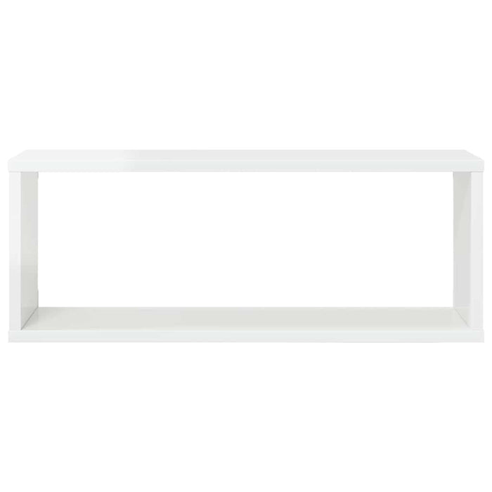 Rafturi de perete cub, 2 buc, alb extralucios, 60x15x23 cm, PAL WALTI