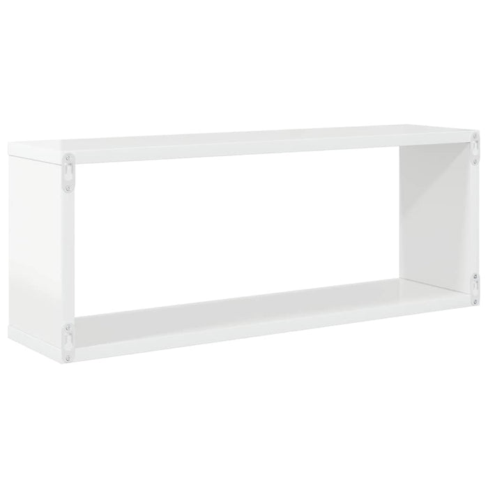 Rafturi de perete cub, 2 buc, alb extralucios, 60x15x23 cm, PAL WALTI