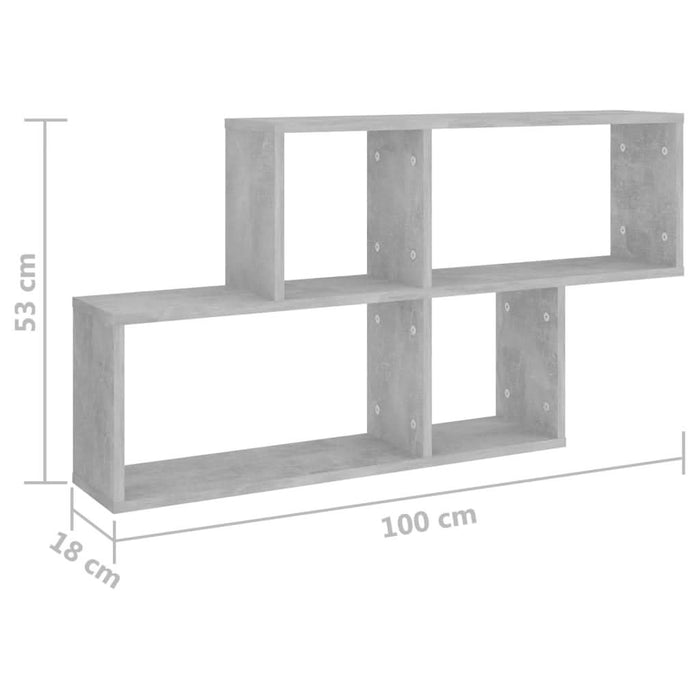 Raft de perete, gri beton, 100x18x53 cm , PAL - WALTI WALTI