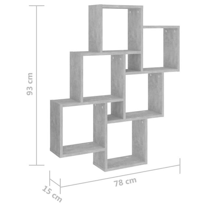Raft de perete cub, gri beton, 78x15x93 cm, PAL - WALTI WALTI