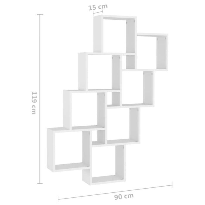 Raft de perete cub, alb, 90x15x119 cm, PAL - WALTI WALTI