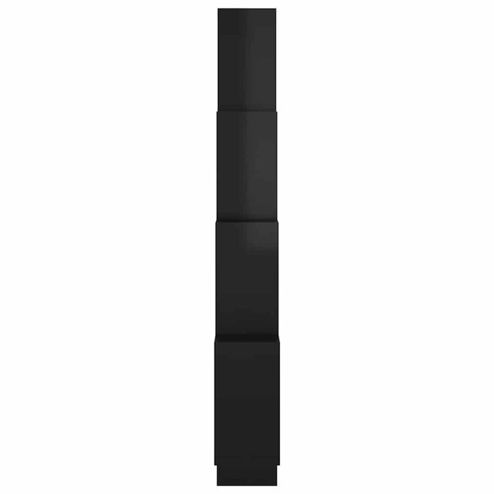 Raft de perete cub, negru extralucios, 90x15x119 cm PAL WALTI