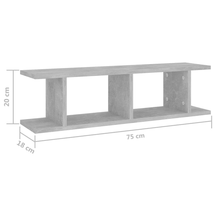 Rafturi de perete, 2 buc., gri beton, 75x18x20 cm, lemn - WALTI WALTI