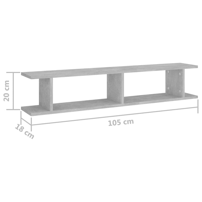 Rafturi de perete, 2 buc., gri beton, 105x18x20 cm, PAL - WALTI WALTI