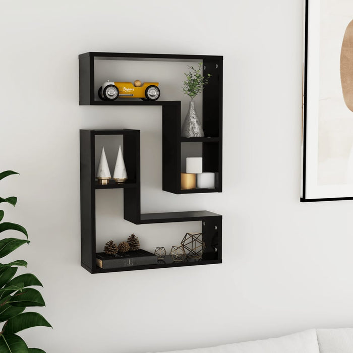 Rafturi de perete, 2 bucăți, negru, 50x15x50 cm, PAL WALTI