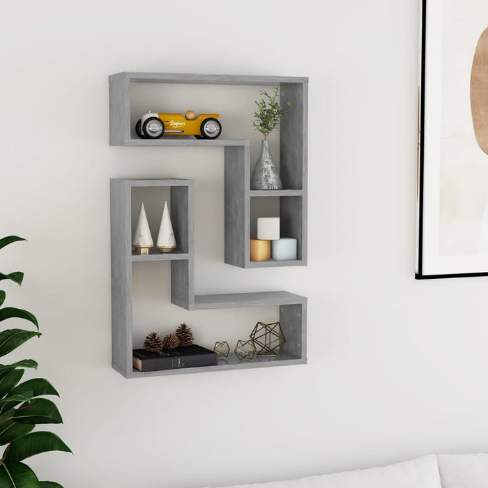 Rafturi de perete, 2 buc., gri beton, 50x15x50 cm, PAL - WALTI WALTI