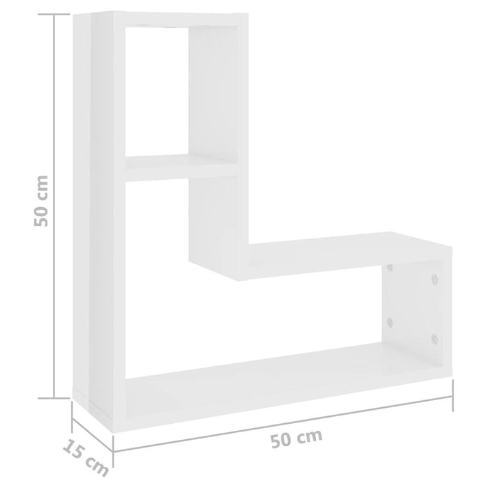 Rafturi de perete, 2 buc., alb extralucios, 50x15x50 cm, PAL WALTI