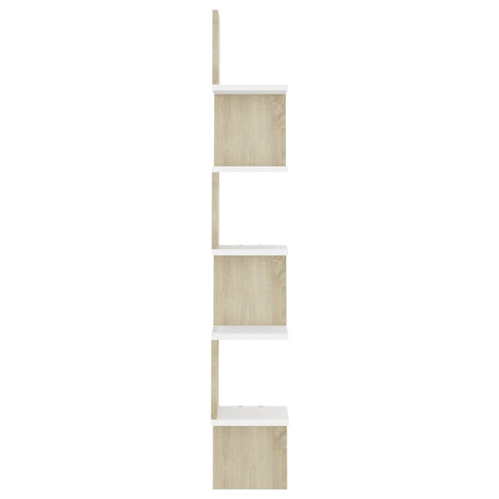 Raft de perete pentru colț alb&stejar Sonoma 20x20x127,5 cm PAL WALTI