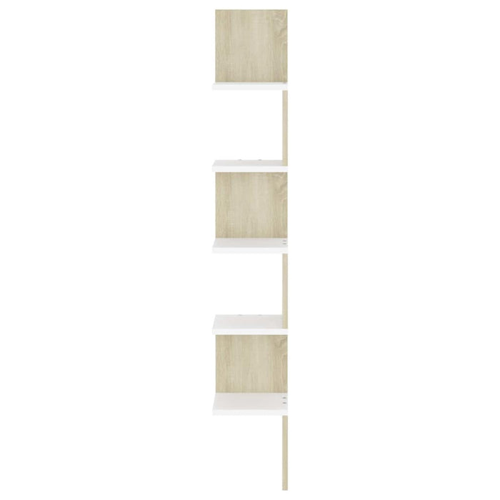 Raft de perete pentru colț alb&stejar Sonoma 20x20x127,5 cm PAL WALTI