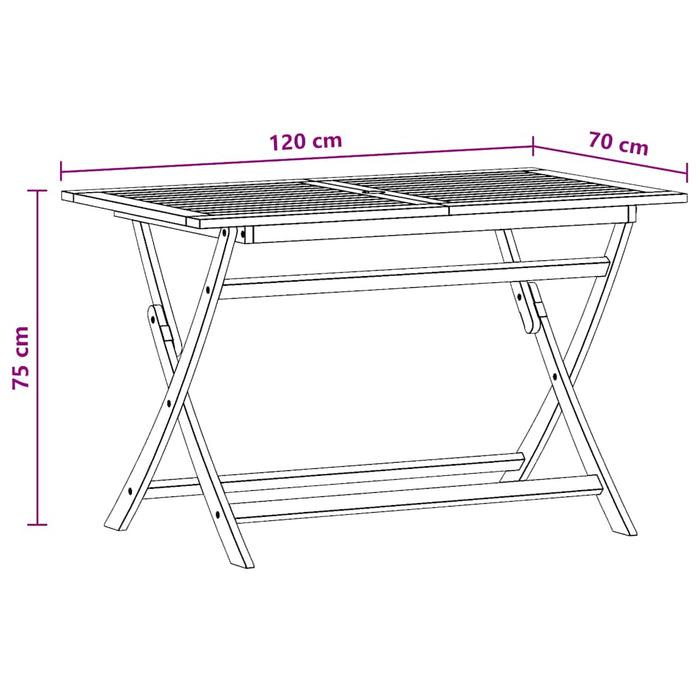 Masă de grădină pliabilă, 120x70x75 cm, lemn masiv eucalipt - WALTI WALTI