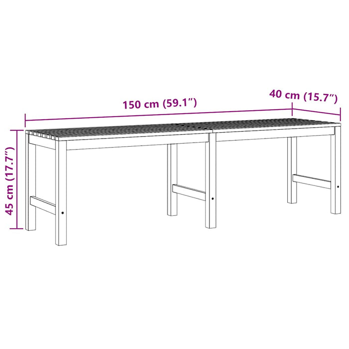 Bancă de grădină, 150 cm, lemn masiv de tec - WALTI WALTI