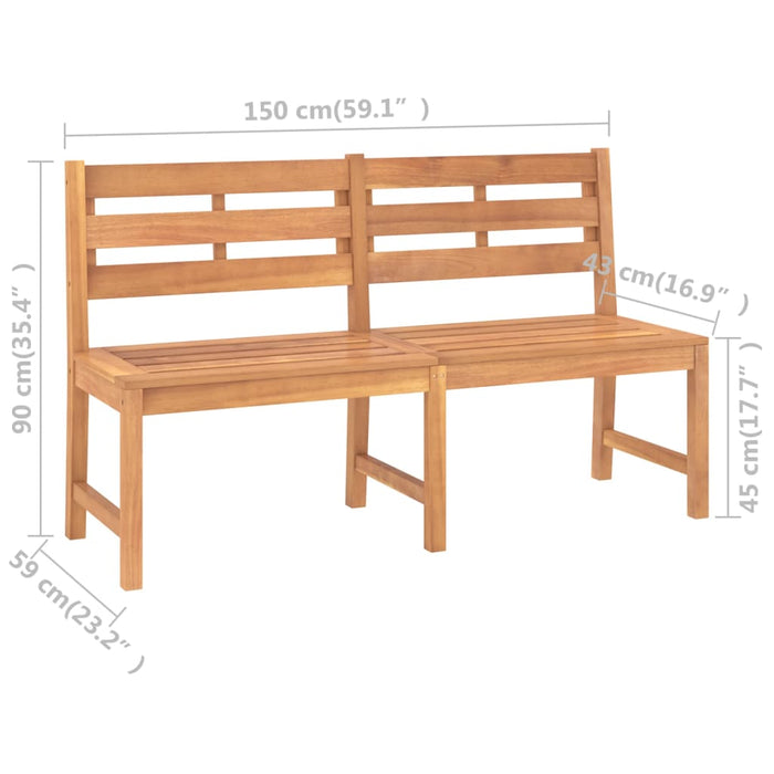 Bancă de grădină, 150 cm, lemn masiv de tec - WALTI WALTI