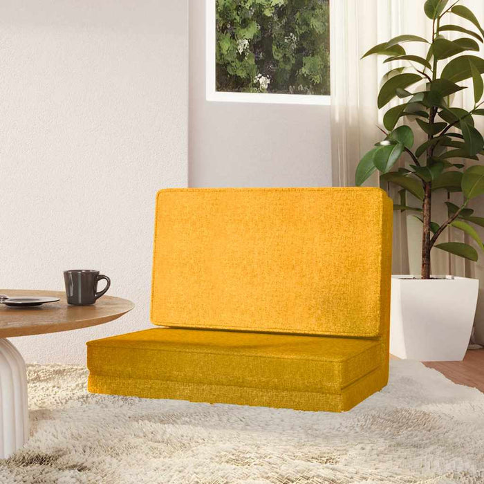Scaun de podea pliabil, galben muștar, material textil WALTI