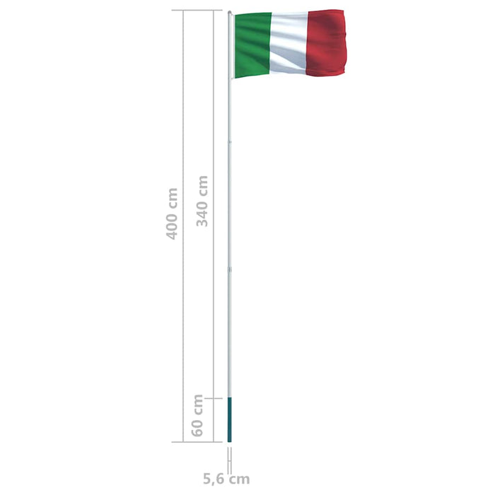 Steag Italia și stâlp din aluminiu, 4 m WALTI