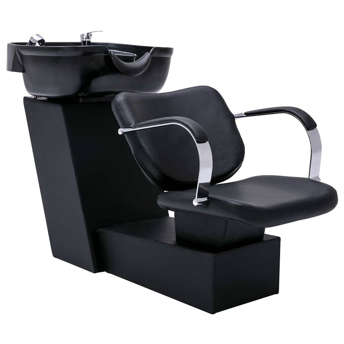 Scaun salon șamponare cu lavoar negru, 137x59x82 cm, piele eco WALTI