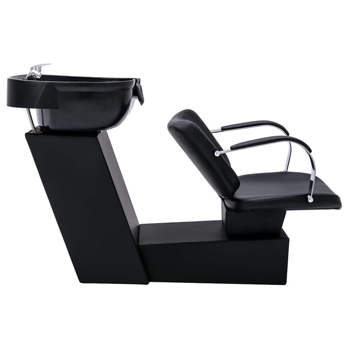 Scaun salon șamponare cu lavoar negru, 137x59x82 cm, piele eco WALTI