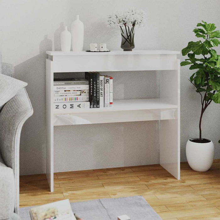 Masă consolă, alb extralucios, 80x30x80 cm, PAL WALTI