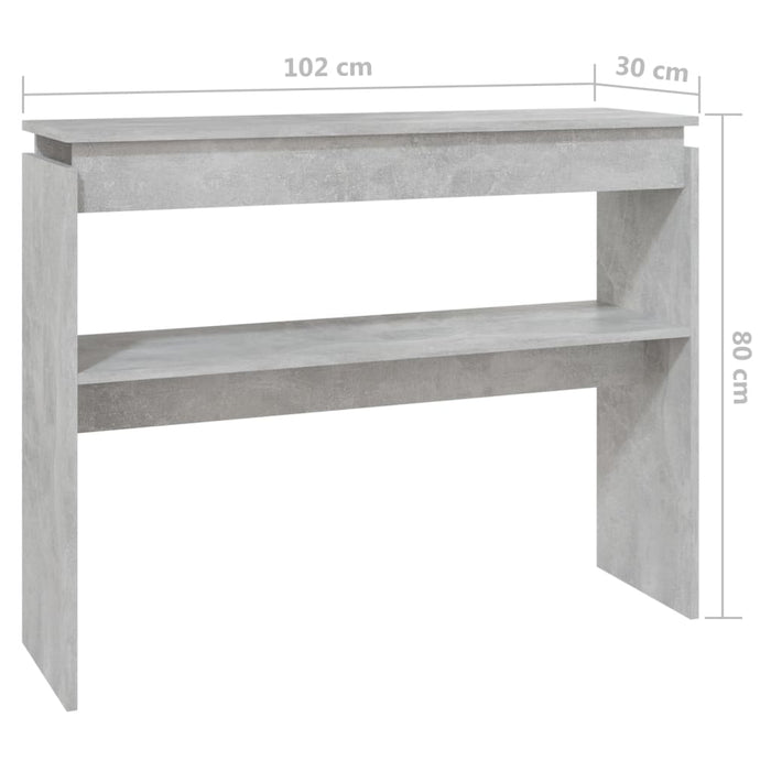 Masă consolă, gri beton, 102x30x80 cm, PAL - WALTI WALTI