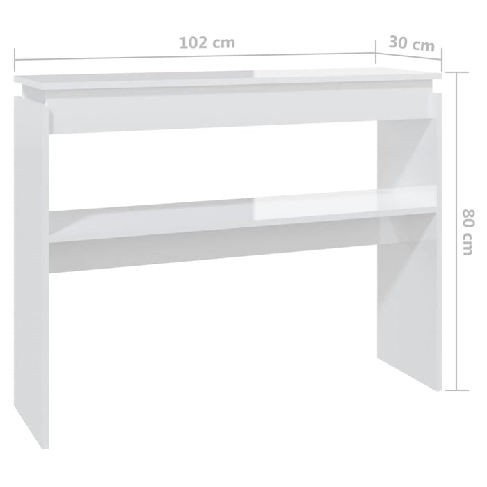 Masă consolă, alb extralucios, 102x30x80 cm, PAL - WALTI WALTI