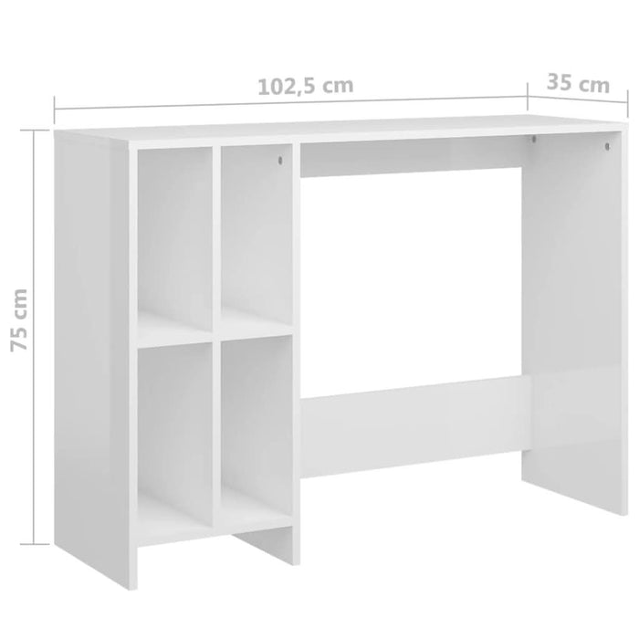 Birou Notebook, alb extralucios, 102,5x35x75 cm, PAL - WALTI WALTI