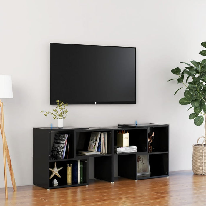 Comodă TV, negru extralucios, 104x30x52 cm, PAL - WALTI WALTI