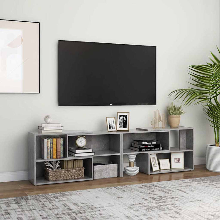 Comodă TV, gri beton, 149x30x52 cm, PAL WALTI