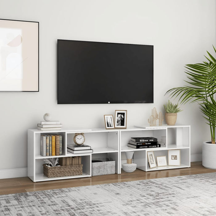 Comodă TV, alb extralucios, 149x30x52 cm, PAL WALTI