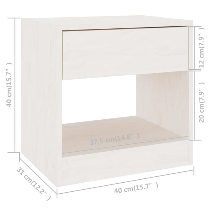 Noptiere, 2 buc., alb, 40x31x40 cm, lemn masiv de pin - WALTI WALTI