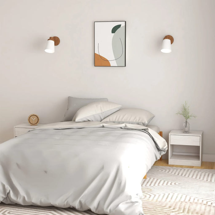 Noptiere, 2 buc., alb, 40x31x40 cm, lemn masiv de pin - WALTI WALTI