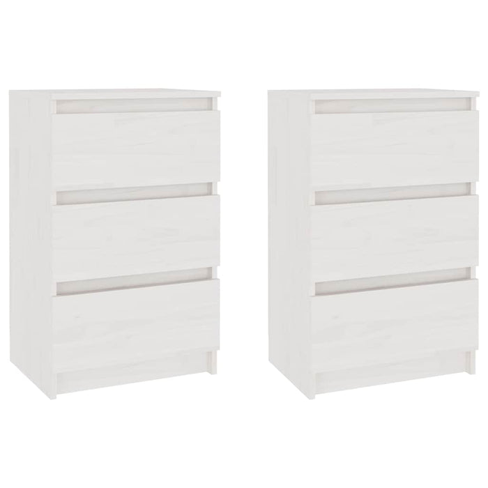 Noptiere, 2 buc, alb, 40x29,5x64 cm, lemn masiv de pin - WALTI WALTI
