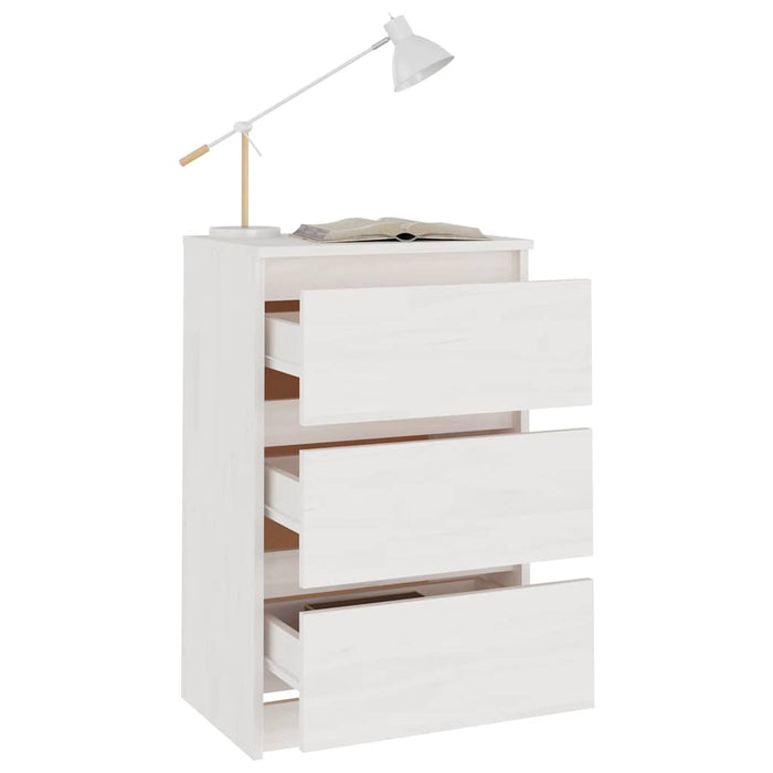 Noptiere, 2 buc, alb, 40x29,5x64 cm, lemn masiv de pin - WALTI WALTI