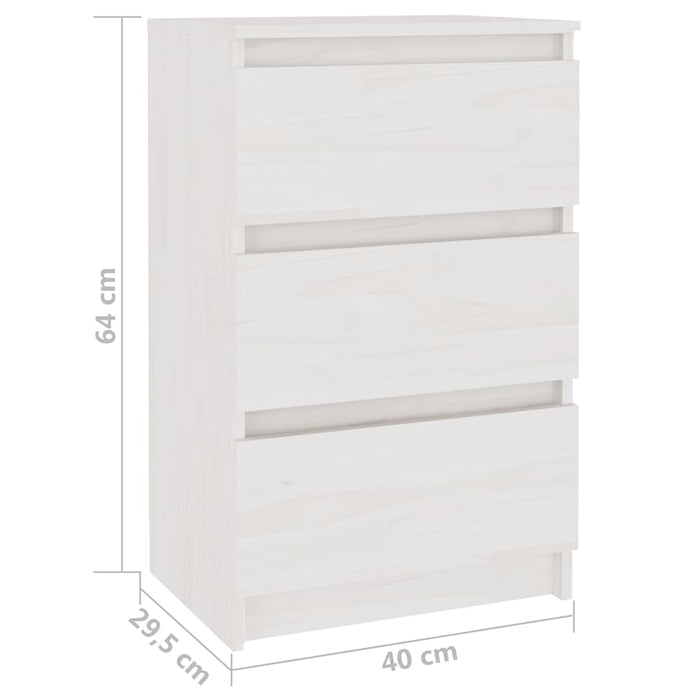 Noptiere, 2 buc, alb, 40x29,5x64 cm, lemn masiv de pin - WALTI WALTI