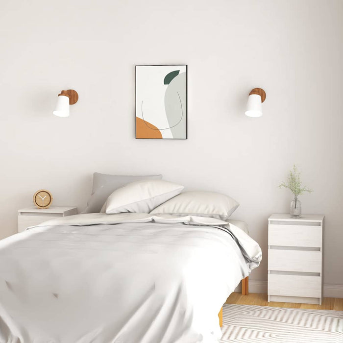 Noptiere, 2 buc, alb, 40x29,5x64 cm, lemn masiv de pin - WALTI WALTI
