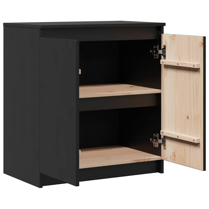 Dulap lateral, negru, 60x36x65 cm, lemn masiv de pin WALTI