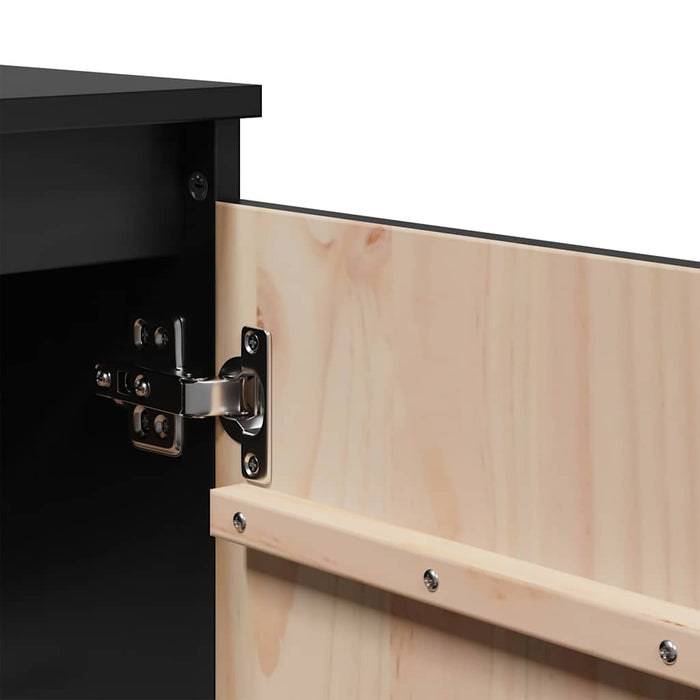 Dulap lateral, negru, 60x36x65 cm, lemn masiv de pin WALTI