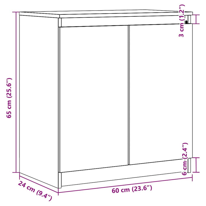 Dulap lateral, negru, 60x36x65 cm, lemn masiv de pin WALTI