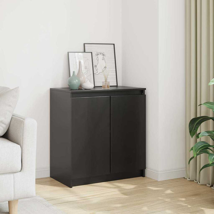 Dulap lateral, negru, 60x36x65 cm, lemn masiv de pin WALTI