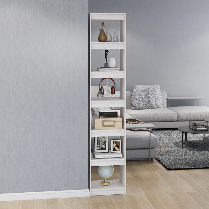 Bibliotecă/Separator cameră, alb, 40x30x199 cm, lemn masiv pin - WALTI WALTI