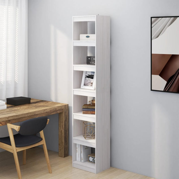 Bibliotecă/Separator cameră, alb, 40x30x199 cm, lemn masiv pin - WALTI WALTI