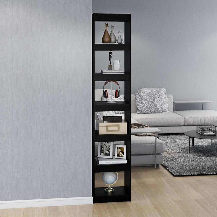Bibliotecă/Separator cameră negru 40x30x199 cm lemn masiv pin WALTI
